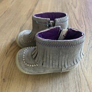 Stride Rite Baby Girl Leather Tasha Gray Bootie Shoes 4M